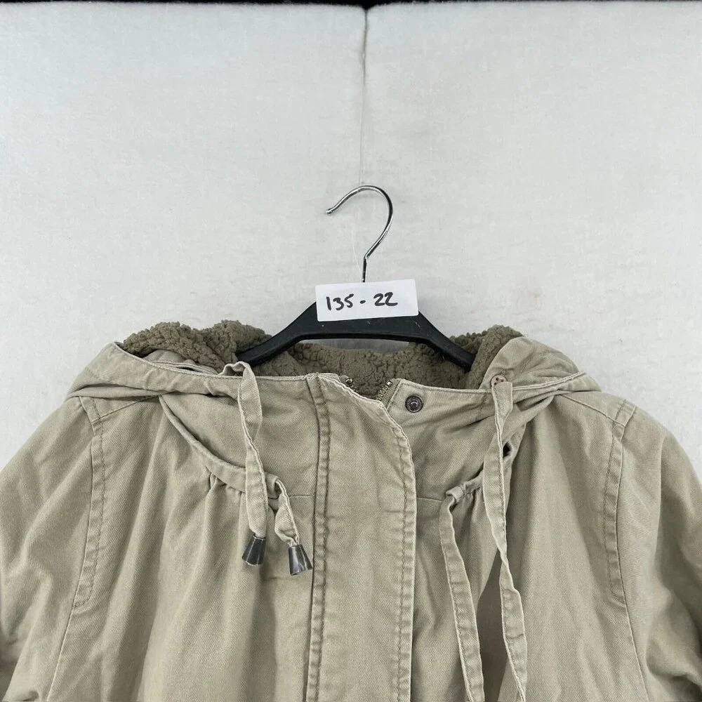 Garnet Hill Coat Women's Sz Brown Hooded Full Zipped Sherpa Fleece Lined Parka - Picture 13 of 13